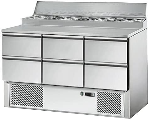 GGM Gastro | SAG147AND#3#SBG1212#07 | Zubereitungstisch Mini ECO - 1368mm - 6 Schubladen - für 8x GN 1/6