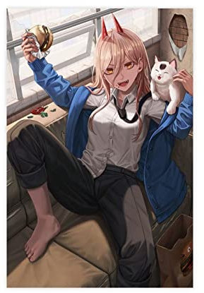 FISH DRAGATE Power Chainsaw Man Anime 0188 Leinwand-Poster, Schlafzimmerdekoration, Sport-Landschaft, Büro, Raumdekoration, Geschenk, ohne Rahmen, 30 x 45 cm