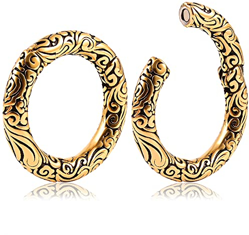 Vankula Ohr Gewichte Flesh Tunnel Weights Hangers Creolen Edelstahl für männer damen Ohrpiercing Gestreckte Schmuck 6mm Gold 2