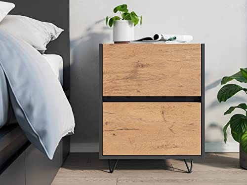 emotion Nachttisch Kommode You 50cm 2 SoftClose stehend Grafit & Eiche Front