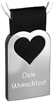 Tidero Schlüsselanhänger „Paris“ mit Herz personalisiert – mit Gravur Wunschgravur Wunschtext - Geschenk Liebe Weihnachten Männer Frauen - personalisierbar (PU-Leder (Muster))