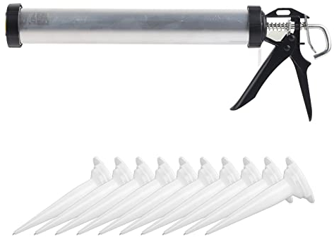 Boxwizard Caulking Gun, Sausage Caulking Gun 1Pc Aluminum Tube Silicone Caulking Gun 600Ml Caulk Tool With 10 Nozzles Silikon Tabancası