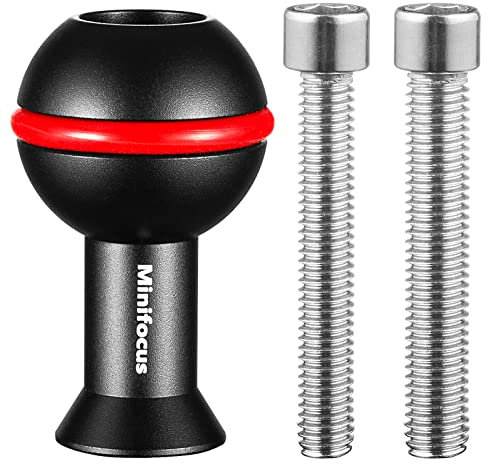 MINIFOCUS 1 Kugeladapter mit M6 & 1/4 Gewindezapfen, Aluminiumlegierung Fester Kugelkopf-Montageadapter für Action-Kamera & Camcorder kompatibles Unterwasser-Tray-Halterungs-Blitzlicht-System