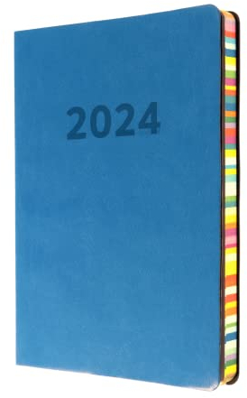 Collins Debden Edge Rainbow Terminplaner 2024, A5, Wochenansicht, Lifestyle und Organizer für Büro, Arbeit, persönliches Zuhause, Januar, Dezember, Wochenplaner, Hellblau, ED153.U57-24