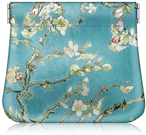 Fintie Portemonnaie Damen Klein, Premium Kunstleder Geldbörse Geldbörse Geldbeutel Portemonnaie Klein Coin Purse Münzgeldbörse Münzbeutel Schlüsseletui für Damen, Mandelblüten