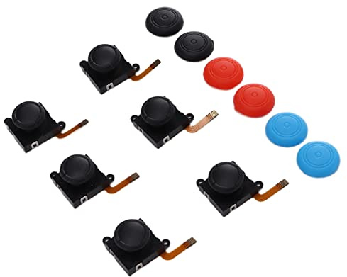 Joystick Replacement 6 Pack, Replacement 3D Analog Left/Right Joystick Analog Thumb Stick with Thumbstick Grips for Switch Controller & for Switch Lite