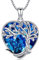 Collier arbre de vie Coeur d'Océan, Collier en Argent Sterling 925 Cœur Bleu Cristal Bijoux Femme, Cadeaux pour Mamans filles Sœurs