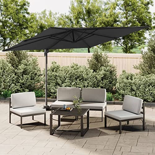 ZEYUAN Ampelschirm mit Aluminium-Mast, Sonnenschirm, Gartenschirm, Pendelschirm, Gartensonnenschirm, Terrassenschirm, Schwarz 400x300 cm