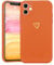 Wirvyuer for iPhone 11 Phone Case with Cute Heart Pattern Soft Shockproof Protective Silicone Case for Women Girls, Orange