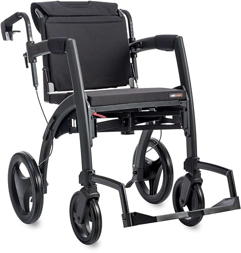Rollz Motion Small, 2-in-1 Rollator und Rollstuhl, faltbar, Größe: Small, Matt Black