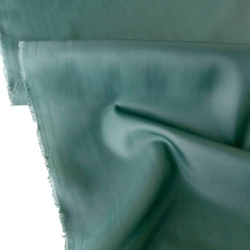 TOLKO Futterstoff Meterware Futter-Taft | Blickdicht knitterarm | universal Stoff Dekostoff Kleiderstoff Hochzeitsstoff Kostümstoff | Stoffe zum Nähen Meterware Dekorieren (Blau Grün)