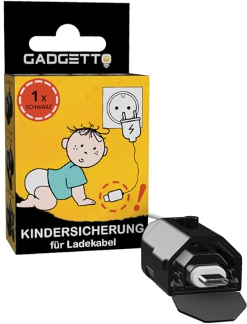 GADGETTO Kindersicherung für Handyladekabel - Nachrüstpack - 1 Stück (schwarz)