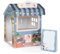 FOLDZILLA Spielhaus Laden Kiosk 105 x 75 x 75 cm Kaufmannsladen für Kinder Supermarkt aus Pappe Marktstand - Wunschtext