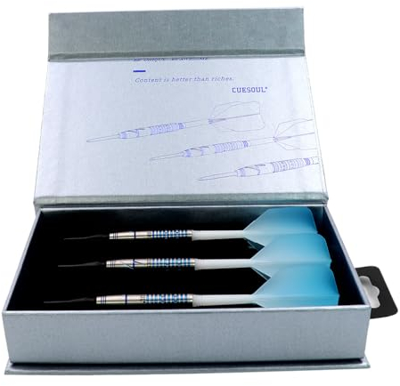 CUESOUL Blue GEM Stone 19g Weichspitze 90% Wolfram Dart Set mit Gleichmäßigkeit Titanschicht und Gradientenfarbe ROST-Flüge
