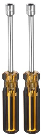 sourcing map 2pcs Metric Hex Nut Screwdriver 7mm Carbon Steel Ergonomic PVC Grip Non-Magnetic Socket Wrench Screwdriver Hand Tool for Automotive Maintenance Home Improvement.