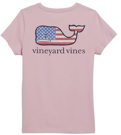 vineyard vines Women's Flag Whale Short-Sleeve Pocket Tee, Flamingo, XL