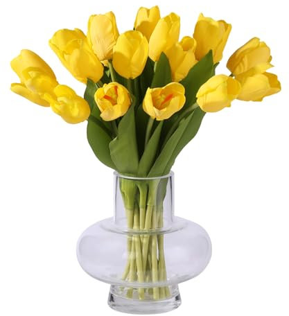 YunNasi Tulpen Künstlich 20pcs Kunstblumen wie echt Dekoration Aesthetic Brautstrauß Künstlich Geburtstag Geschenk Home Feiertags Deko Geschenk zu Weihnachten (Gelb, 20pcs)