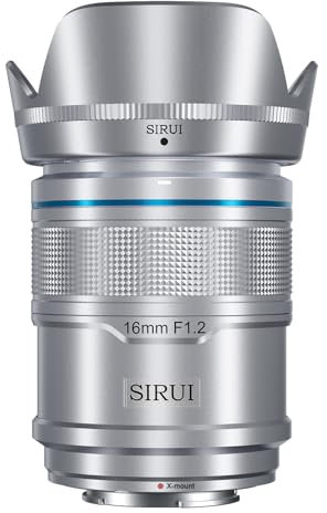 SIRUI Sniper 16mm F1.2 Grand Angle Autofocus APS-C Objectif pour X-T4, X-T5, X-H1, X-H2/H2S, X-T3, X-T30, X-S10 (Monture X, Argent)