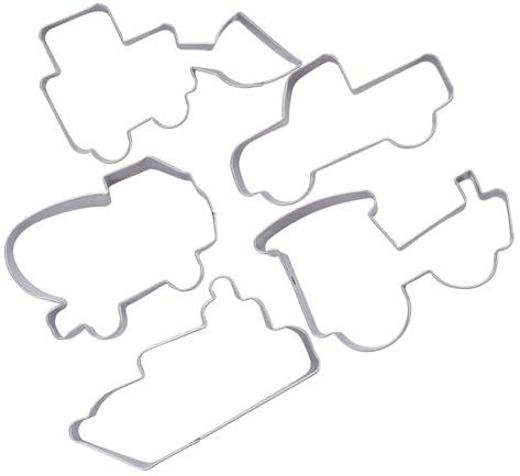 Amosfun 5stücke Teiliges Ausstechformen Edelstahl Fahrzeug Keksausstecher Für Plätzchen Backfestes Diy Backformen Lokomotive Lkw Bagger Mischfahrzeug Vielseitig Einsetzbar