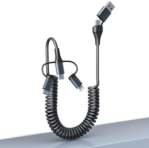 Cable para Apple Carplay y Android Auto con Lightning/tipo C/Micro USB - Cable Universal 2 en 3 para iPhone 16/iPhone 15/Android/iPad/Samsung [certificado MFi] Carga rápida y datos Cable USB