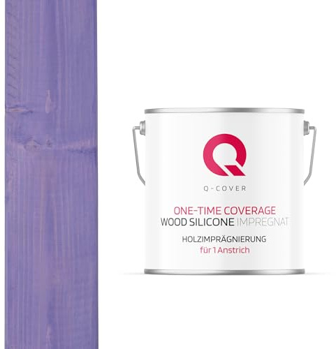 Q-COVER Holzimprägnierung Für 1 Anstrich | Lavender Blau | 5 L | Holzschutz | 2 In 1 | Grundierung Mit Schutz | Farbimprägnierung | Imprägniermittel | Innen & Außen
