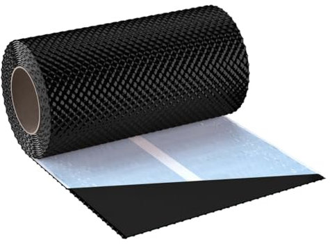 KAMINANSCHLUSSBAND FLEX 3D | Länge 5m | Breite 300mm | hochwertiges Aluminium und Butyl | Selbstklebend | Dach Wandanschlussband 3D Struktur (Schwarz RAL9005)