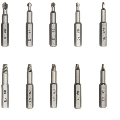 Effizientes Metallbohrer-Set zum Entfernen von gebrochenen Schrauben, inkl. 10 essentiellen Ausdrehern (6,35 mm)