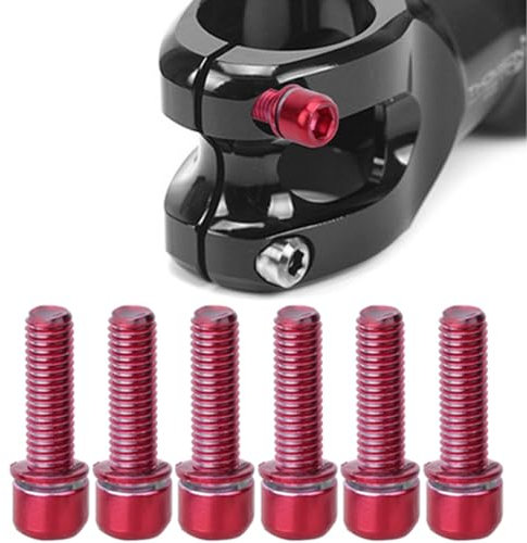 Risegun 6 Stück Fahrrad Vorbau Schrauben, M5 x 18mm Inbusschrauben Sortiment MTB Schraube mit Unterlegscheiben für Lenker Flaschenhalter Sattelstützenklemme
