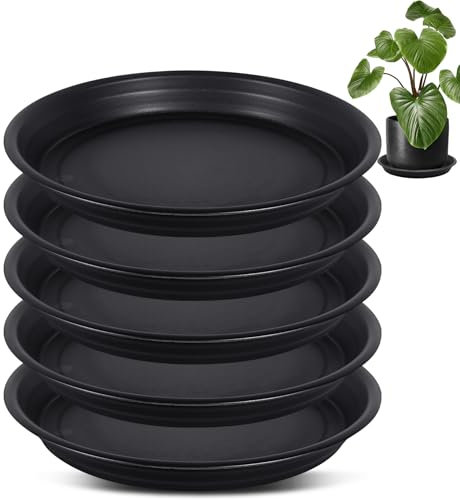 Chuner 5X Blumentopf Untersetzer Ø 32.5cm, Pflanzen Untersetzer Farbe Anthrazit Kunststoff Blumenuntersetzer Blumentopfuntersetzer passend zu Ø 26cm Blumentöpfen