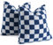 AmHoo 2er Set Dekorative Kissenbezug Schachbrett Dekokissen Sofakissen Luxus Super Sanft Kunstpelz Wolle Set Fall Kissen für Couch Sofa Schlafzimmer 45x45 cm Navy Blau