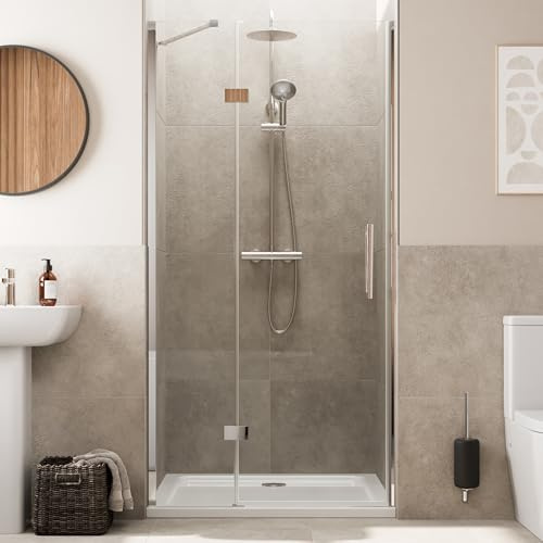 Baystone® 1000mm Frameless Hinged Shower Door Enclosure 8mm Toughened Safety Glass Reversible Cubicle Doors for Showers, Chrome