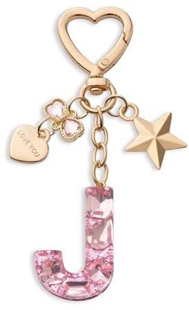 CHUQING Schlüsselanhänger Buchstabe Glitzer Schlüsselanhänger mit Anfangsbuchstabe für Mädchen Frauen Rosa J