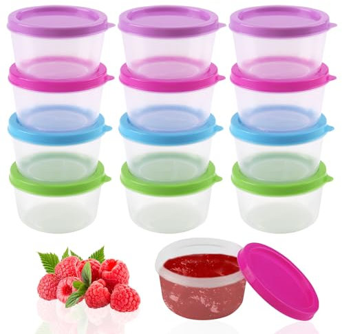 RobLuX 15 Pezzi Contenitori Ermetici per Alimenti Piccoli 50 ml Contenitori Piccoli Mini Contenitori per Alimenti per Freezer Utilizzato per Conservare Marmellata di Insalata Burro