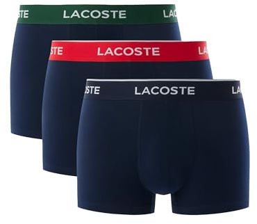 Lacoste Herren Baumwolle Stretch Trunks, Marineblau/Grün/Rot, 3er Pack