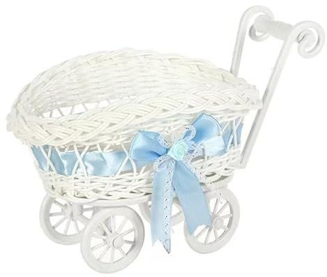 Allayu Charmanter Dreirad Blumenkorb für Hochzeitsmittelstücke, Snack und Süßigkeitenkorb, geeignet für Spielzeug Schubkarre zu Hause und im Freien, Blau