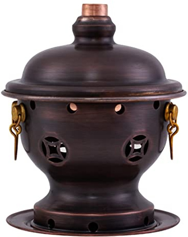 GAROEN Stove Copper Pot Small Hot Pot Commercial Edging Stove Single Copper Hot Pot Household Pure Copper Small Pot (Brass 17.5 * 13.5cm)
