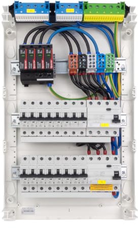 Doktorvolt Sicherungskasten Aufputz 3-reihig 36 Module – Verteilerkasten verdrahtet mit 14x MCB 2x RCCB Saltek Überspannungsschutz VDE geprüft IP40 Hager Verteilerschrank 515x305x96,5 mm