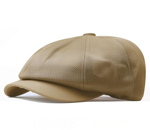 crazy bean Schirmmütze Baskenmütze mit Netz Herren Damen Barett Ballonmütze Newsboy Cap Flatcap Vintage Khaki