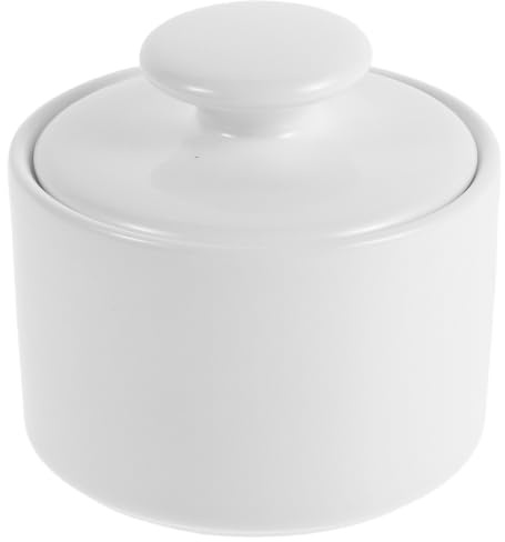 Balacoo Ceramic Sugar Bowl 170Ml with Lid Small White Vintage Coffee Bar Storage Jar for Kitchen Countertop