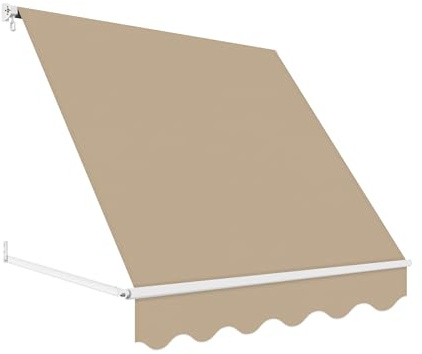 Wasabi - Toldo Exterior Ventana Enrollable 120 x 120cm Beige Arena – Lona Protección Solar UV Poliéster 200 gr/m2 – Soporte Techo y Pared – Estructura de Aluminio - Manivela Manual – Terraza Jardín