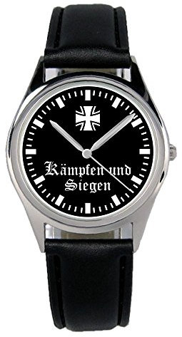 KIESENBERG Armbanduhr Soldat Bundeswehr Kämpfen und Siegen Geschenk Artikel Idee Fan Damen Herren Unisex Analog Quartz Lederarmband Uhr 36mm Durchmesser B-2164