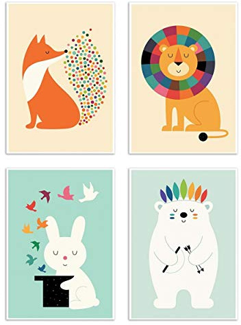 Wall Editions 4 Art-Posters 20 x 30 cm - Baby Animals - Andy Westface