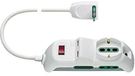 Vimar FP00518.C.B Presa multipla con 2 USB e interruttore automatico di protezione 10 A, 2 Biprese Sicury, 1 presa universale, cavo 1,5