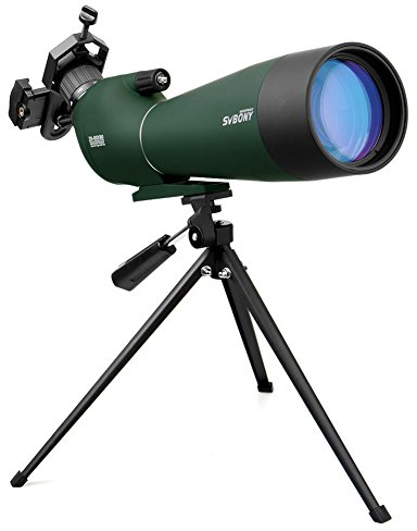 Svbony SV28 Telescopio Terrestre 20-60x80mm IP65 Impermeable Bak4 Prism Telescopio Terrestre Potente Trípode y Adaptador de Smartphone para la Observación de Aves