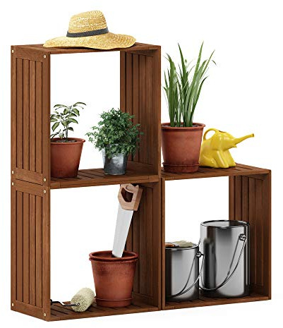 Furinno Tioman Mehrzweck-Stapelregal in Teaköl, natur, 29,46 x 49,28 x 49,53 cm