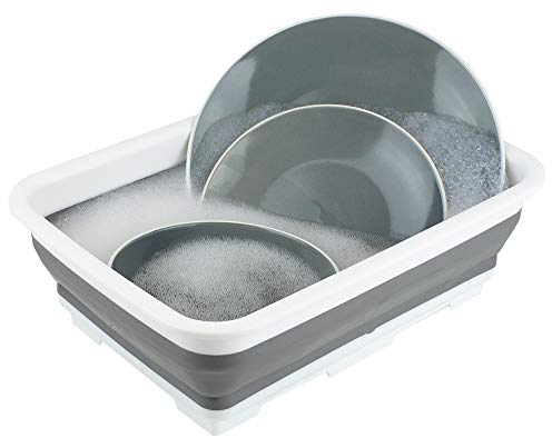 Home Basics KT45450 - Lavabo portátil de silicona, color blanco y gris