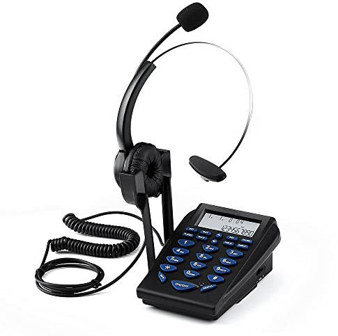 Telefono Cordless con Auricolare, Mini Business Office Phone Set di Tastierino Numerico con Cancellazione del Rumore Multi-Funzionale da 3,5 Mm Linea di Collegamento