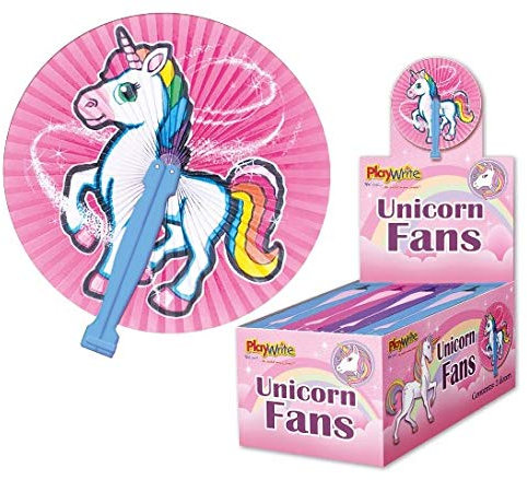 Playwrite Unicorn Paper Folding Fan x 12