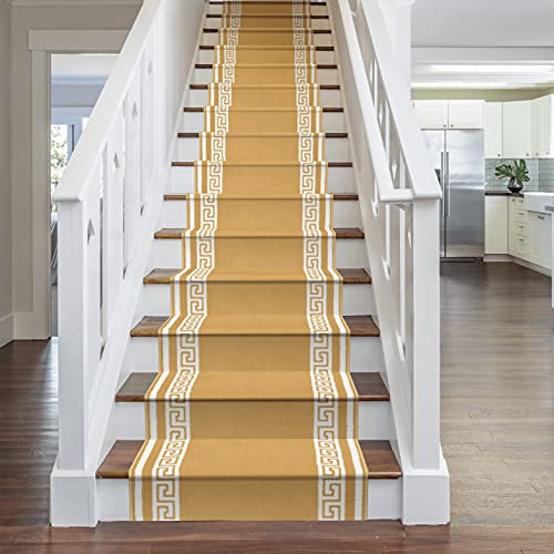 runrug Soft & Comfortable Stair Runner - Smooth & Durable Carpet for Stairs - Stain-Resistant, Fade-Resistant - Multiple Sizes - 70cm x 660cm - 9mm Thick - Key, Beige
