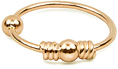 Willys Jewellery Piercing Ring dünn Hoop Ohrpiercing und Nasenpiercing 925 Sterling Silber gebrannt mit 18 Karat Gelbgold Ball Closure (7.0 MM)